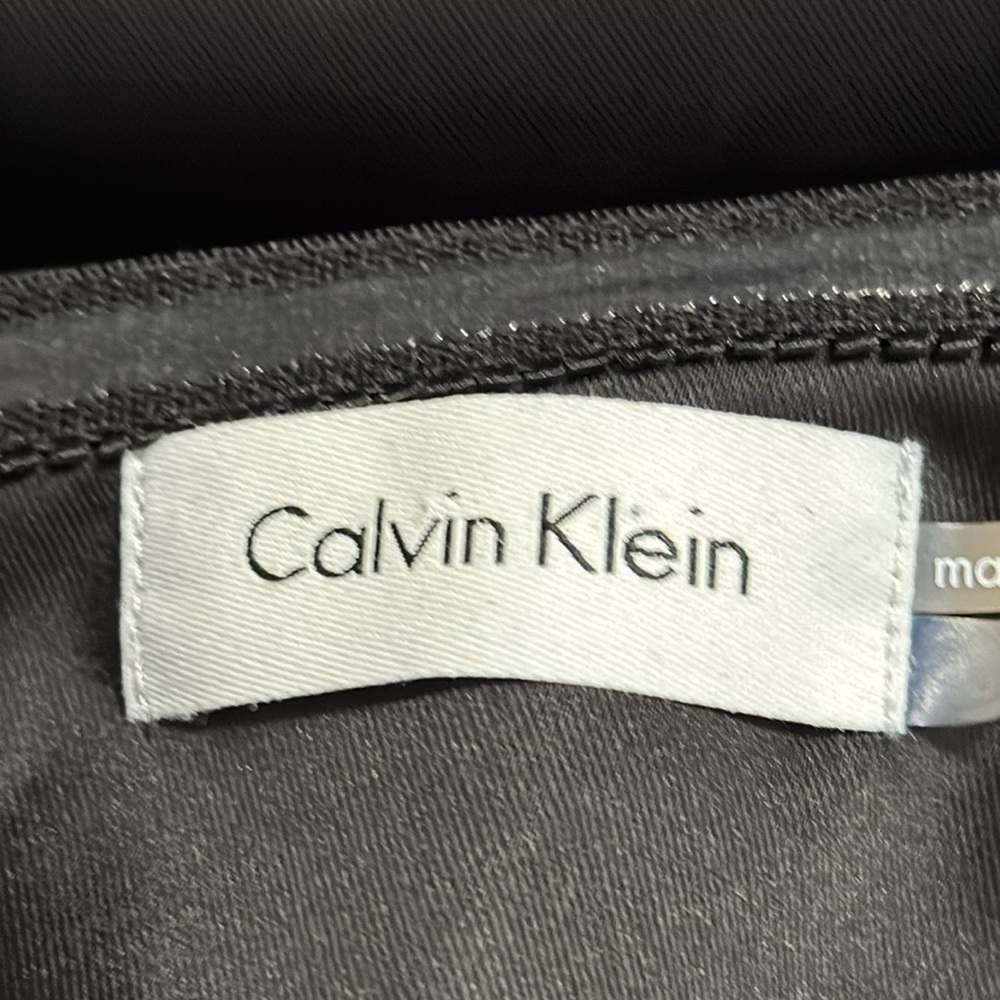 CALVIN KLEIN Black One Shoulder Mini Satin Dress Sequin Ruched Size M L 8 10 - Picture 6 of 8